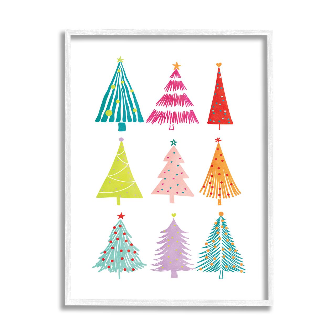 Stupell Industries Varied Fun Christmas Trees Framed Giclee Art